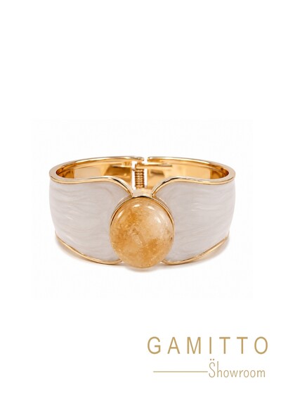 Foto Bracelete Citrino Esmaltado em Banho Ouro