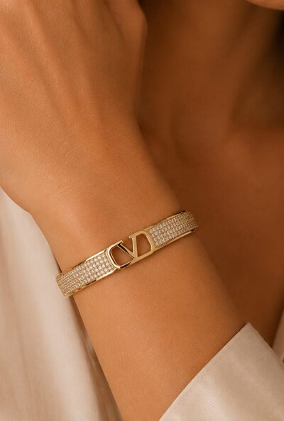 Foto Bracelete Cristais em Banho Ouro