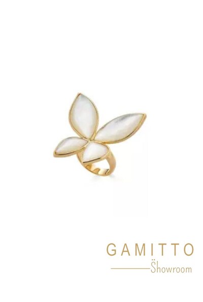 Foto Anel Madrepérola em Banho Ouro