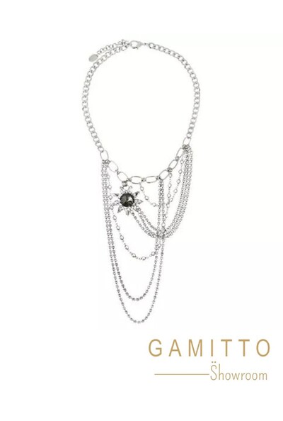 Foto Colar Cristais em Banho Prata