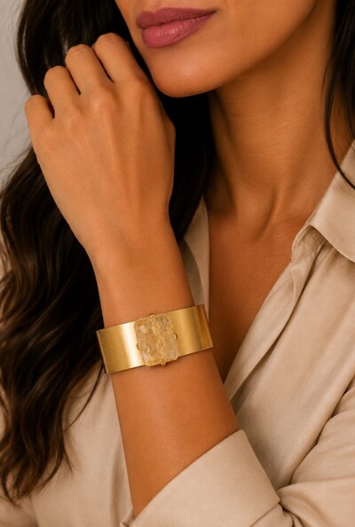 Foto Bracelete Pedra em Banho Ouro