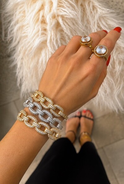 Foto Pulseira Cristais em Banho Ouro
