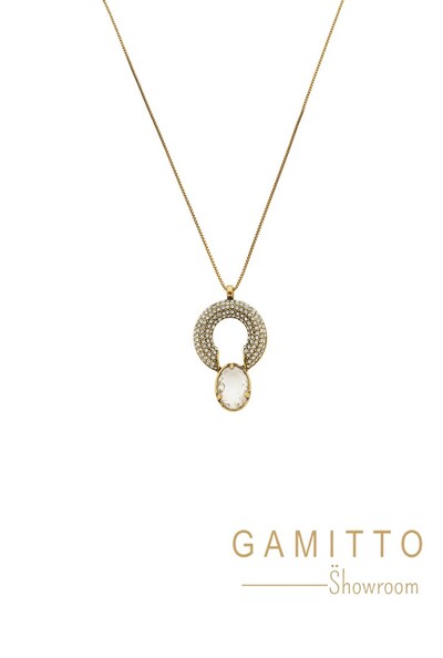 Foto Colar Cristais em Banho Ouro Vintage