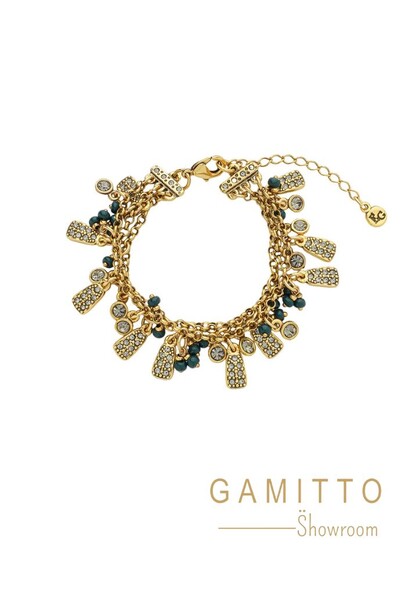 Foto Pulseira Cristais em Banho Ouro Vintage