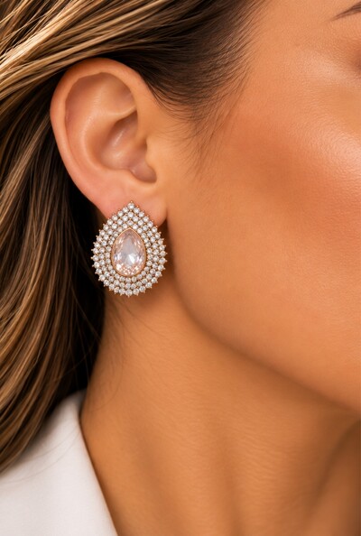 Foto Brinco Brilhos em Banho Ouro