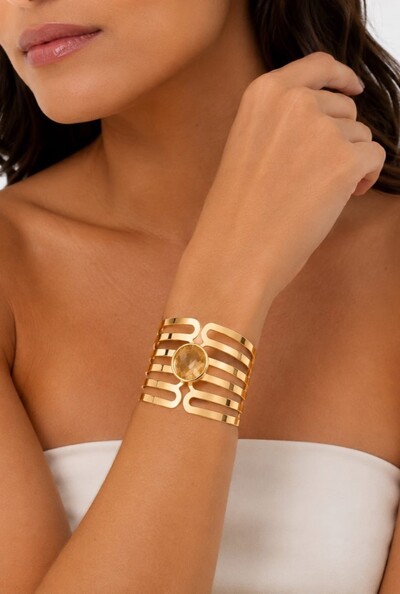 Foto Bracelete Pedra em Banho Ouro