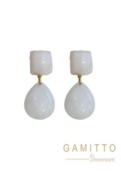 Foto Brinco Pedra Natural em Banho Ouro