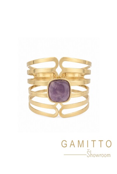 Foto Bracelete Ametista em Banho Ouro