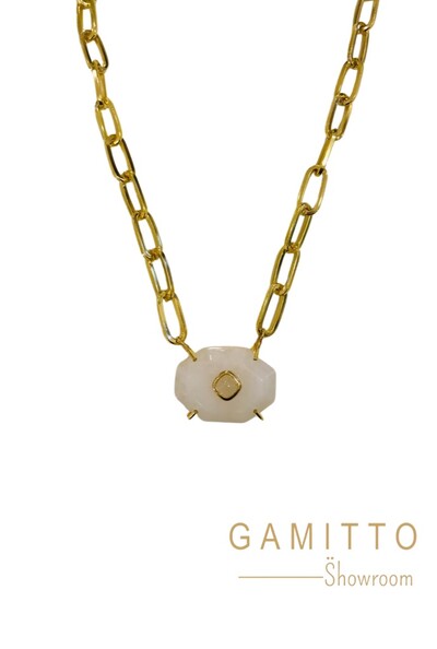 Foto Colar Pedra Natural em Banho Ouro