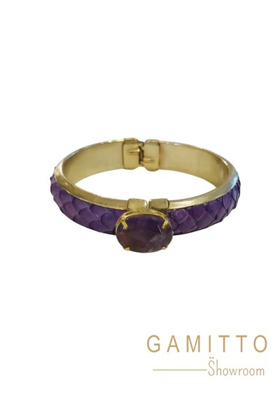 Foto Bracelete Ametista em Banho Ouro