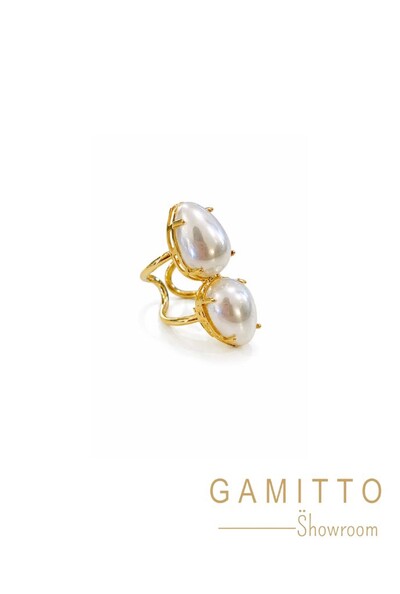 Foto Anel Pérolas em Banho Ouro