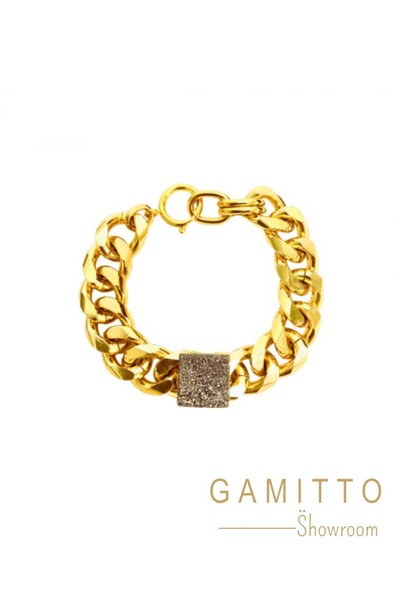 Foto Pulseira Drusa em Banho Ouro