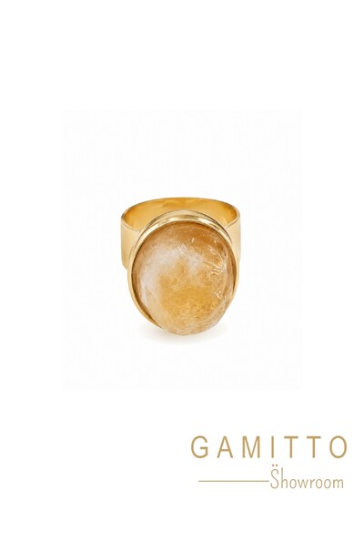 Foto Anel Citrino em Banho Ouro