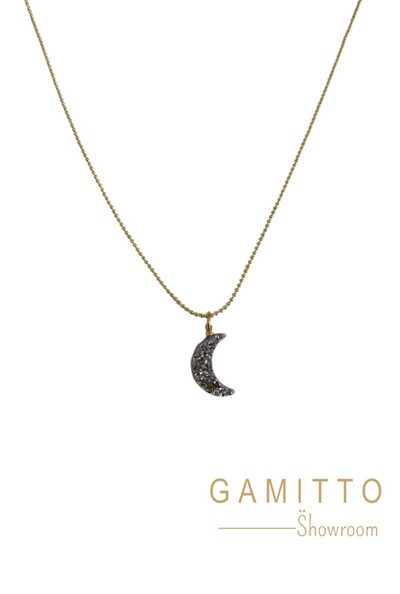 Foto Colar Lua Drusa em Banho Ouro