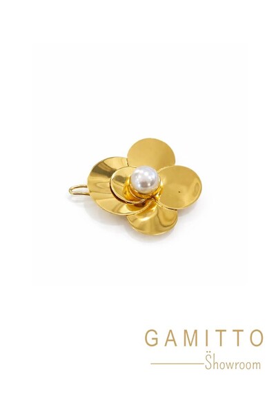 Foto Presilha de Cabelo Pérola em Banho Ouro