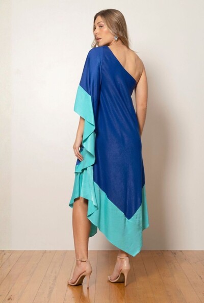 FotoVestido Unilateral Assimétrico em Viscose
