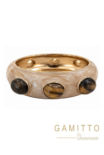 Foto Bracelete Olho de Tigre em Banho Ouro