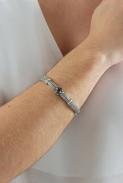 FotoPulseira Cristais em Banho Prata Vintage