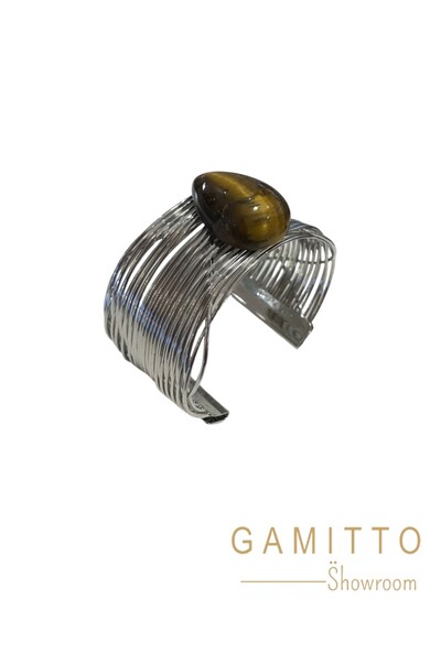 Foto Bracelete Olho de Tigre em Banho Prata