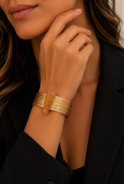 Foto Bracelete Citrino em Banho Ouro