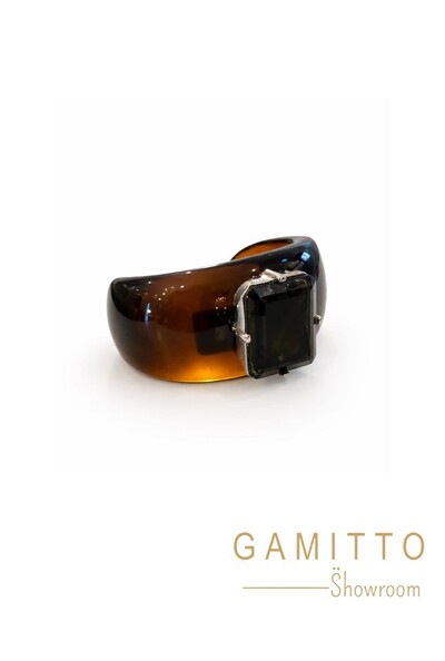 Foto Bracelete Quartzo Fumê em Banho Prata