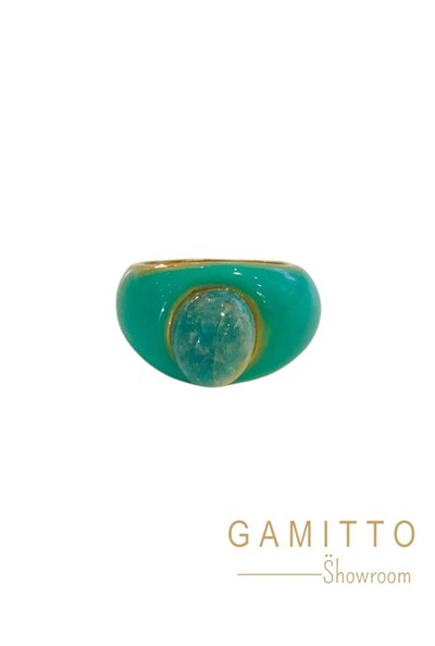 Foto Anel Pedra em Banho Ouro