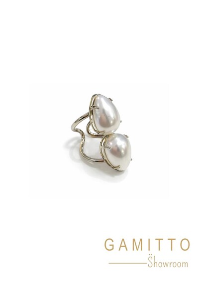 Foto Anel Pérolas em Banho Prata