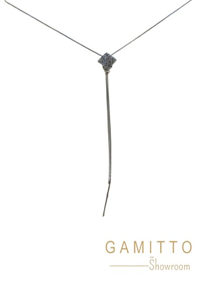 Foto Colar Gravata Drusa em Banho Prata