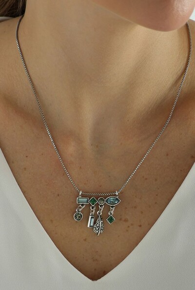 FotoColar Cristais em Banho Prata Vintage