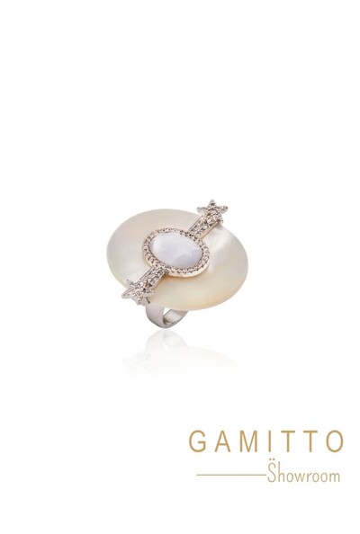 Foto Anel Madrepérola em Banho Prata