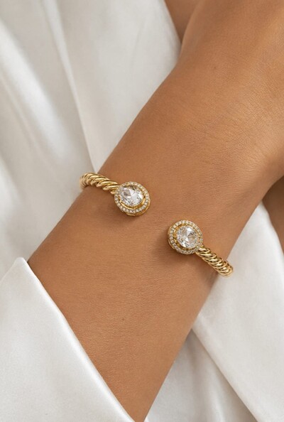 Foto Bracelete Cristais em Banho Ouro