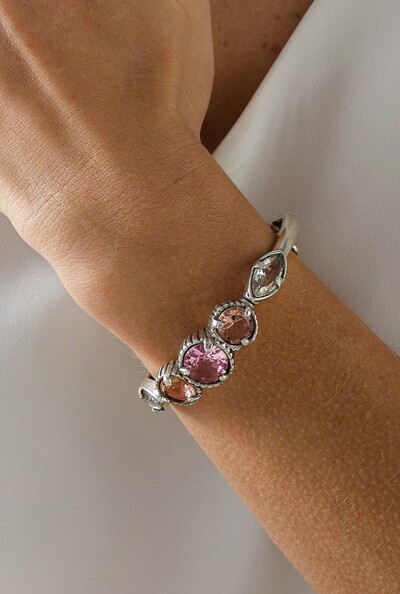 FotoBracelete Cristais em Banho Prata Vintage