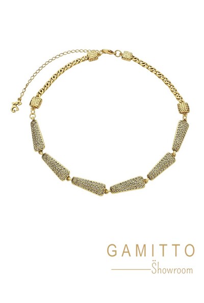 Foto Colar Cristais em Banho Ouro Vintage