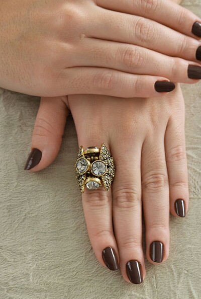 FotoAnel Cristais em Banho Ouro Vintage