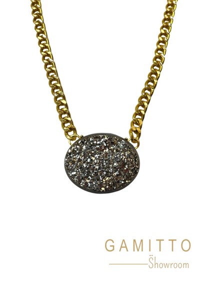 Foto Colar Drusa em Banho Ouro