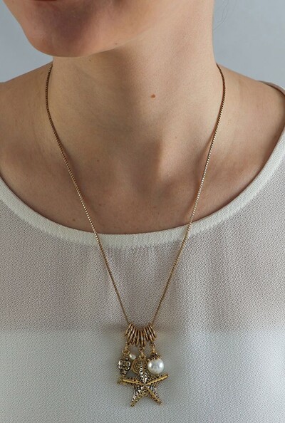 FotoColar Estrela Berloques em Banho Ouro Vintage