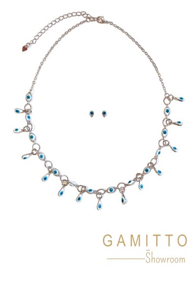 Foto Colar Olho Grego em Banho Prata