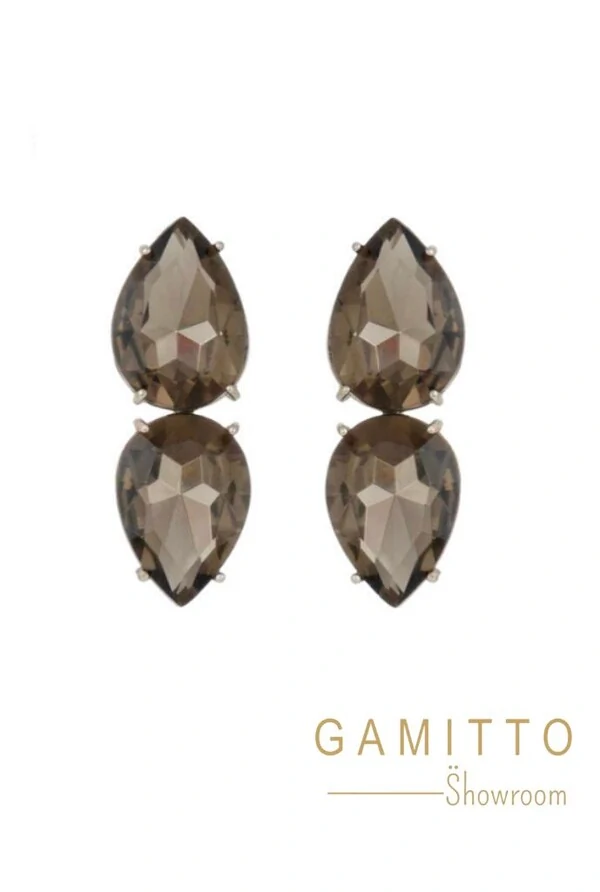 Brinco Cristais em Banho Prata