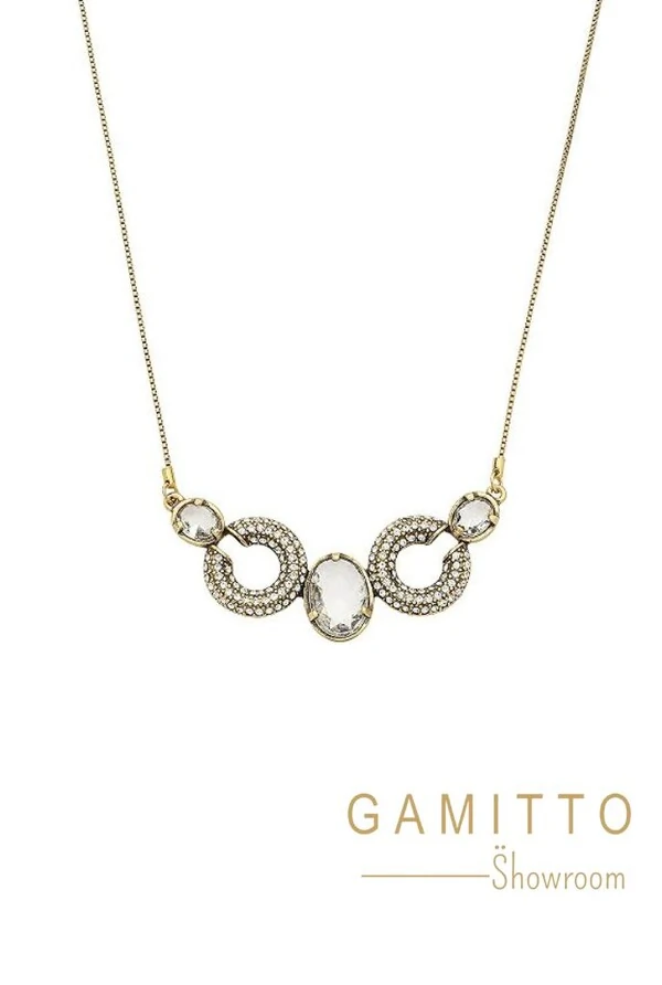 Colar Cristais em Banho Ouro Vintage