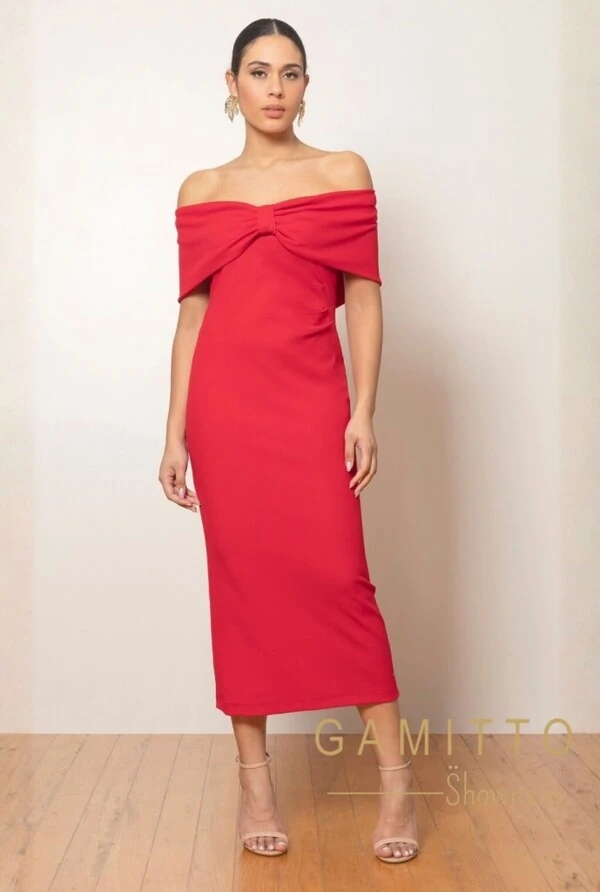 Vestido Mídi Ombro a Ombro