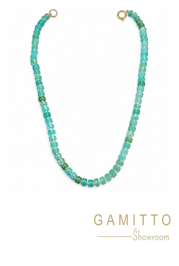 Colar Quartzo Azul em Banho Ouro