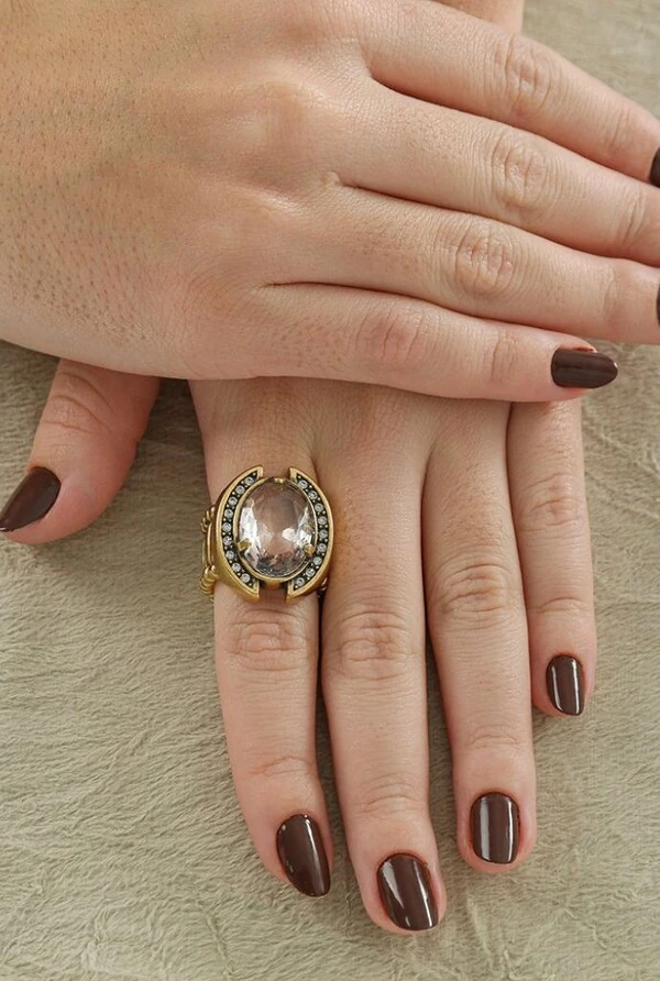 Anel Cristais em Banho Ouro Vintage