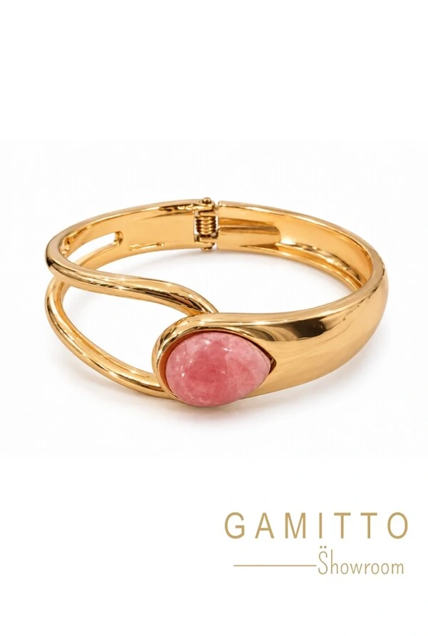 Bracelete Rodocrosita em Banho Ouro