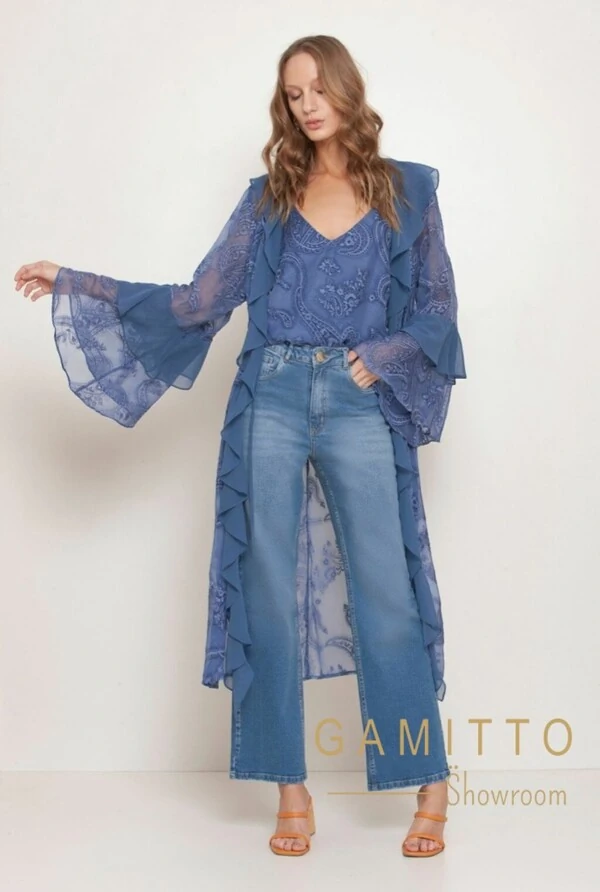Kimono Longo com Babados