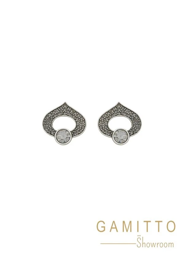 Brinco Cristais em Banho Prata Vintage