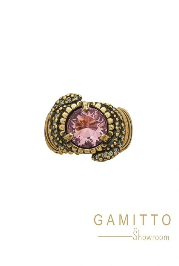 Anel Cristais em Banho Ouro Vintage