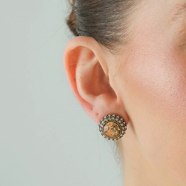 Brinco Cristais em Banho Ouro Vintage