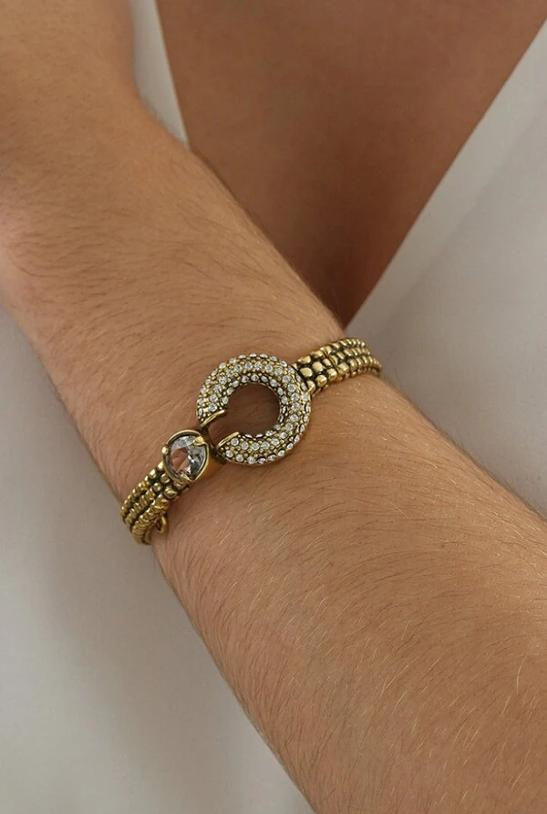 Pulseira Cristais em Banho Ouro Vintage