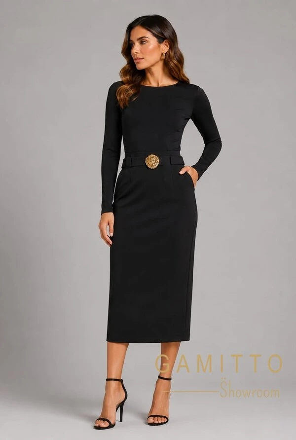 Saia Midi Alfaiataria em Crepe