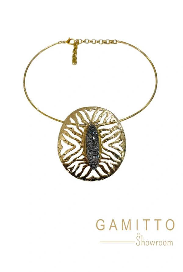 Gargantilha Drusa em Banho Ouro